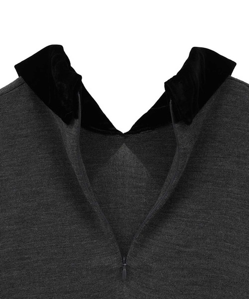 CLANE（クラネ）の「【CLANE/クラネ】VELOR COLLAR KNIT TOPS/ベロアカラーニットトップス（ニット/セーター・レディース・ブラウン/ブラック/グレー・1）」の12枚目の写真