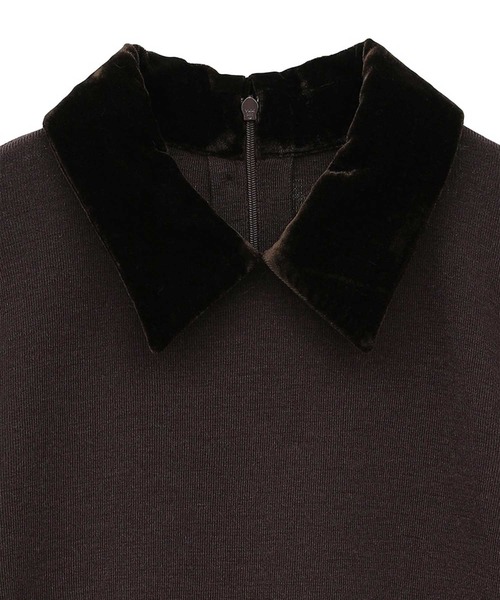 CLANE（クラネ）の「【CLANE/クラネ】VELOR COLLAR KNIT TOPS/ベロアカラーニットトップス（ニット/セーター・レディース・ブラウン/ブラック/グレー・1）」の17枚目の写真