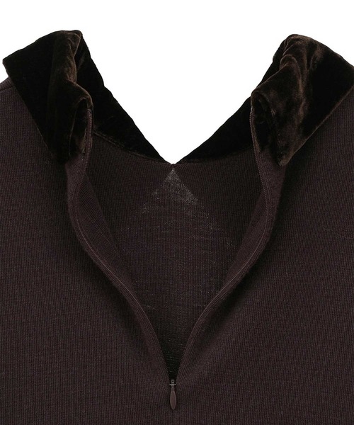 CLANE（クラネ）の「【CLANE/クラネ】VELOR COLLAR KNIT TOPS/ベロアカラーニットトップス（ニット/セーター・レディース・ブラウン/ブラック/グレー・1）」の18枚目の写真