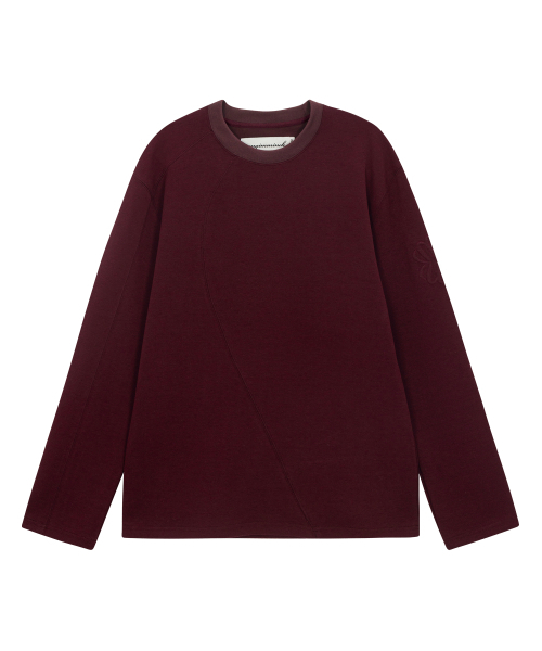 UNGIMMICK(アンジミック)の「DIAGONAL SEAM LONG SLEEVE T-SHIRT (BURGUNDY)(Tシャツ/カットソー・メンズ・その他・MEDIUM/LARGE)」の1枚目の写真