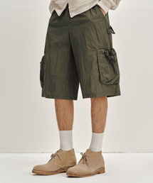 SECONDMONO（セカンドモノローグ）の「バルーンナイロンカーゴカーペンターバンディングショートパンツ[KHAKI]_SEPT065KHAKI（その他パンツ）」