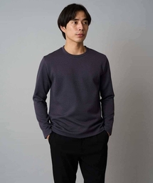 a.v.v（アーヴェヴェ）の「【イージーケア/毛玉になりにくい】バスケットジャカードクルーネックスマートTシャツ【洗濯機で洗える】<ON/OFF SERIES>（Tシャツ/カットソー）」