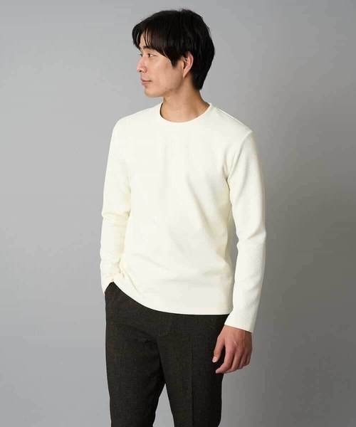 a.v.v（アーヴェヴェ）の「【イージーケア/毛玉になりにくい】バスケットジャカードクルーネックスマートTシャツ【洗濯機で洗える】<ON/OFF SERIES>（Tシャツ/カットソー・メンズ・チャコールグレー/アイボリー・46/48/50）」の19枚目の写真