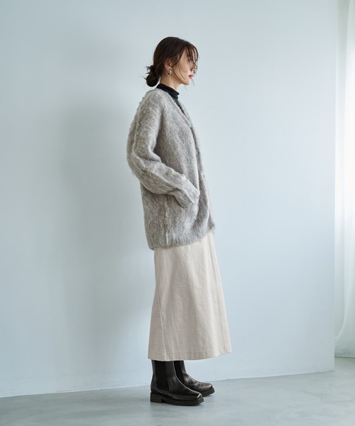 STYLE DELI(スタイルデリ)の「【LUXE】毛起こしブークレジャケット風カーディガン(カーディガン/ボレロ・レディース・ブラウン/グレイッシュベージュ/ダークグレー・FREE)」の15枚目の写真