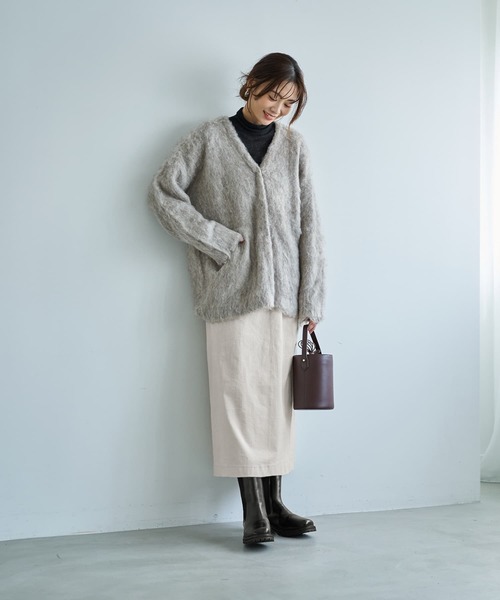 STYLE DELI(スタイルデリ)の「【LUXE】毛起こしブークレジャケット風カーディガン(カーディガン/ボレロ・レディース・ブラウン/グレイッシュベージュ/ダークグレー・FREE)」の17枚目の写真