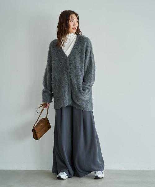 STYLE DELI(スタイルデリ)の「【LUXE】毛起こしブークレジャケット風カーディガン(カーディガン/ボレロ・レディース・ブラウン/グレイッシュベージュ/ダークグレー・FREE)」の18枚目の写真