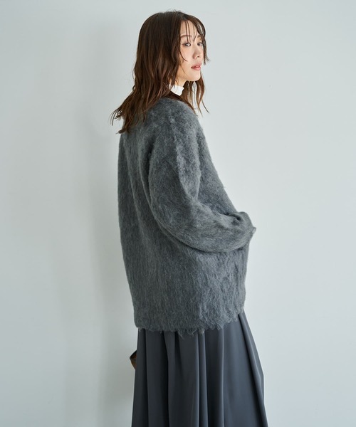 STYLE DELI(スタイルデリ)の「【LUXE】毛起こしブークレジャケット風カーディガン(カーディガン/ボレロ・レディース・ブラウン/グレイッシュベージュ/ダークグレー・FREE)」の19枚目の写真