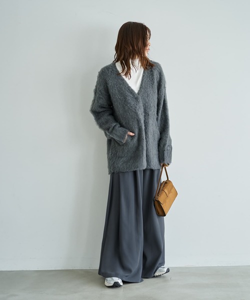 STYLE DELI(スタイルデリ)の「【LUXE】毛起こしブークレジャケット風カーディガン(カーディガン/ボレロ・レディース・ブラウン/グレイッシュベージュ/ダークグレー・FREE)」の22枚目の写真
