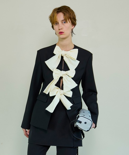 【新品未使用】COYSEIO リボンジャケット ブラック 即日発送】COYSEIOリボンジャケット RIBBON JACKET ໒꒱ 即日発送