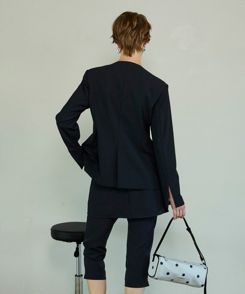 MAISON SPECIAL（メゾンスペシャル）の「No-Collar 2WAY Ribbon Jacket/ノーカラー2WAYリボンジャケット（テーラードジャケット・レディース・ブラック/グレー・FREE）」の9枚目の写真