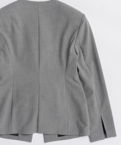 MAISON SPECIAL（メゾンスペシャル）の「No-Collar 2WAY Ribbon Jacket/ノーカラー2WAYリボンジャケット（テーラードジャケット・レディース・ブラック/グレー・FREE）」の22枚目の写真