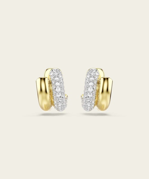 Swarovski フープピアス ゴールド 公式】【スワロフスキー】Dextera フープピアス, ラウンドカット, ミニ