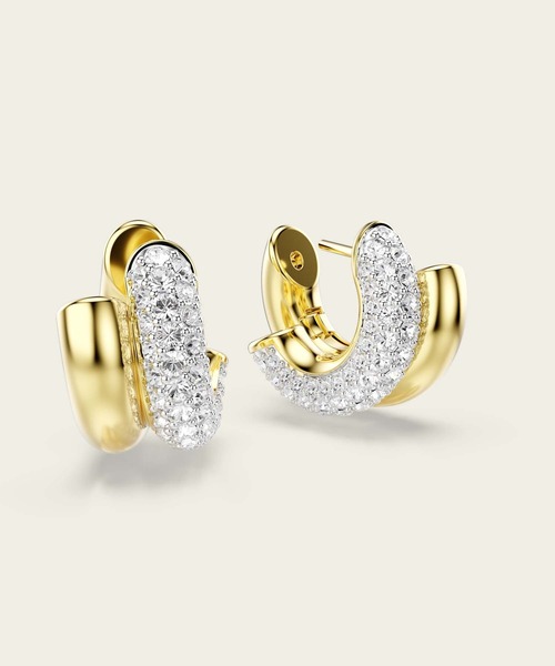 SWAROVSKI(スワロフスキー)の「【公式】【スワロフスキー】Dextera フープピアス, ラウンドカット, ミニ, ホワイト, ゴールドトーン・プレーティング(バングル/リストバンド・レディース・ホワイト・ONE SIZE)」の3枚目の写真