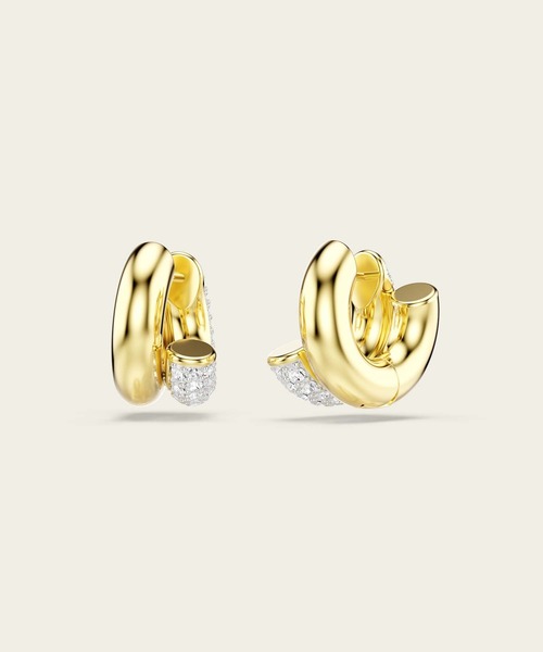 SWAROVSKI(スワロフスキー)の「【公式】【スワロフスキー】Dextera フープピアス, ラウンドカット, ミニ, ホワイト, ゴールドトーン・プレーティング(バングル/リストバンド・レディース・ホワイト・ONE SIZE)」の4枚目の写真