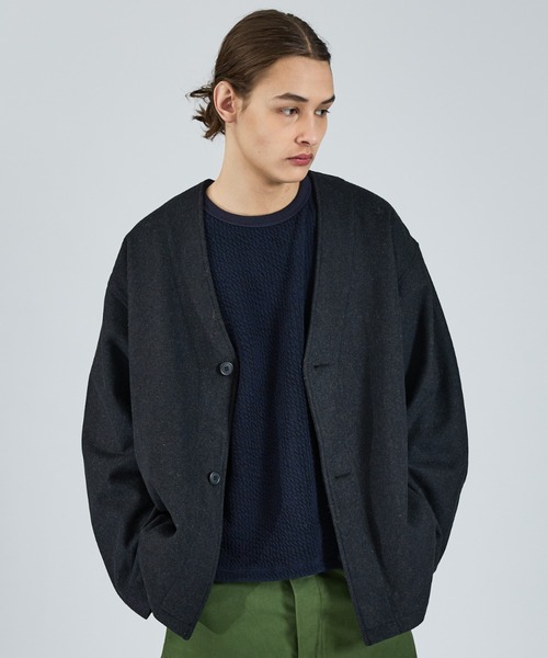 ABAHOUSE（アバハウス）の「【LUCEBER/ルースバー】 WOOL LINER COAT/ウールノーカラーライナーコート（ノーカラージャケット・メンズ・チャコールグレー/ネイビー・M/L）」の2枚目の写真