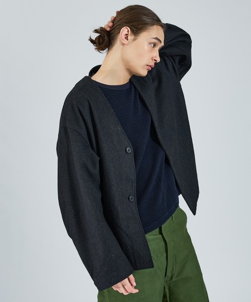 ABAHOUSE（アバハウス）の「【LUCEBER/ルースバー】 WOOL LINER COAT/ウールノーカラーライナーコート（ノーカラージャケット・メンズ・チャコールグレー/ネイビー・M/L）」の11枚目の写真