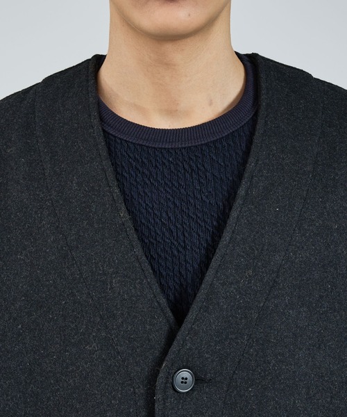 ABAHOUSE（アバハウス）の「【LUCEBER/ルースバー】 WOOL LINER COAT/ウールノーカラーライナーコート（ノーカラージャケット・メンズ・チャコールグレー/ネイビー・M/L）」の15枚目の写真