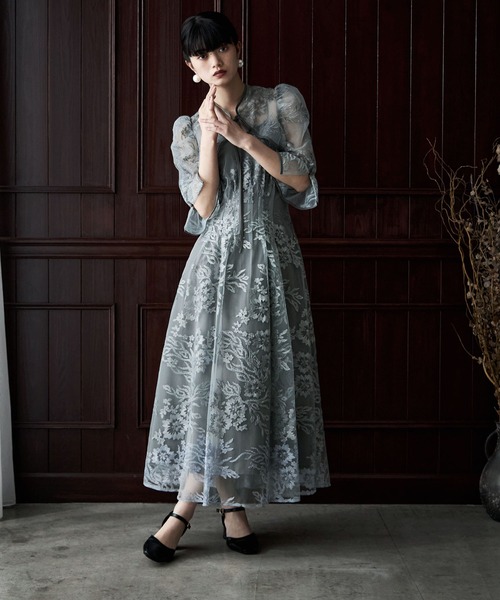 グラデーションレースボレロ＆ウエストタックフレアドレス（ドレス