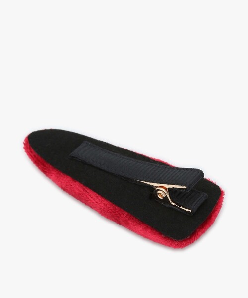 agnes b.（アニエスベー）の「キッズ "b." ロゴ ベロア ヘアピン（ヘアゴム・キッズ・ピンク・FREE）」の2枚目の写真