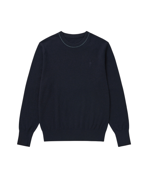 SOLEW(ソル)の「ベーシッククルーネックニット_ネイビー(ニット/セーター・メンズ・その他・SMALL/MEDIUM/LARGE)」の1枚目の写真