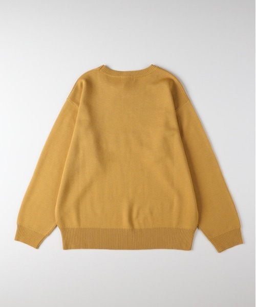 BACK NUMBER（バックナンバー）の「【BACK NUMBER】アクリルサークルロゴクルーネックセーター (カジュアル/遊び心/リラックス/耐久性)（ニット/セーター・メンズ・オリーブ/ホワイト/イエロー・L/XL/M）」の4枚目の写真