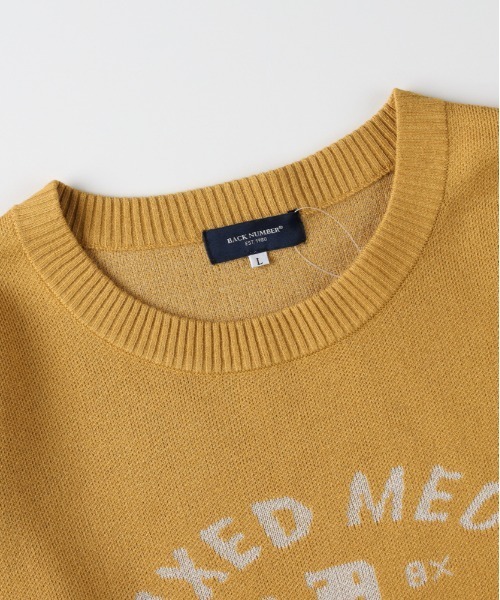 BACK NUMBER（バックナンバー）の「【BACK NUMBER】アクリルサークルロゴクルーネックセーター (カジュアル/遊び心/リラックス/耐久性)（ニット/セーター・メンズ・オリーブ/ホワイト/イエロー・L/XL/M）」の6枚目の写真