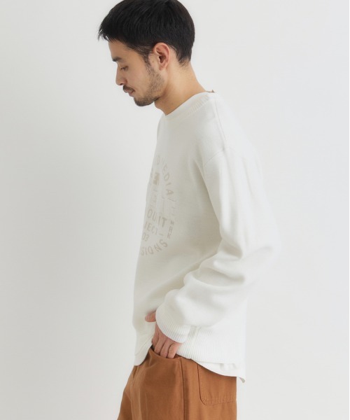 BACK NUMBER（バックナンバー）の「【BACK NUMBER】アクリルサークルロゴクルーネックセーター (カジュアル/遊び心/リラックス/耐久性)（ニット/セーター・メンズ・オリーブ/ホワイト/イエロー・L/XL/M）」の13枚目の写真