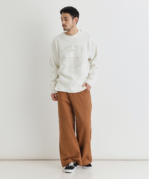 BACK NUMBER（バックナンバー）の「【BACK NUMBER】アクリルサークルロゴクルーネックセーター (カジュアル/遊び心/リラックス/耐久性)（ニット/セーター・メンズ・オリーブ/ホワイト/イエロー・L/XL/M）」の14枚目の写真