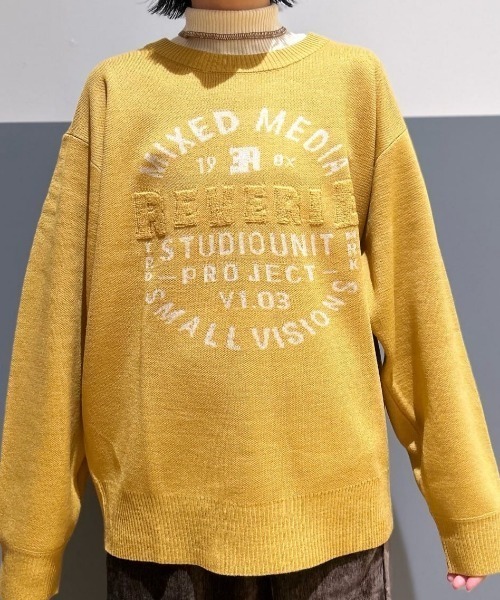 BACK NUMBER（バックナンバー）の「【BACK NUMBER】アクリルサークルロゴクルーネックセーター (カジュアル/遊び心/リラックス/耐久性)（ニット/セーター・メンズ・オリーブ/ホワイト/イエロー・L/XL/M）」の21枚目の写真