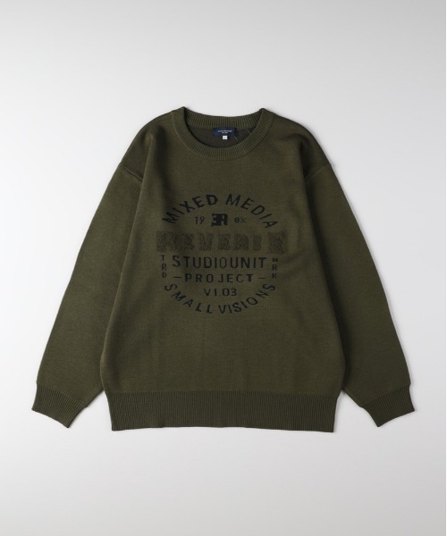 BACK NUMBER（バックナンバー）の「【BACK NUMBER】アクリルサークルロゴクルーネックセーター (カジュアル/遊び心/リラックス/耐久性)（ニット/セーター・メンズ・オリーブ/ホワイト/イエロー・L/XL/M）」の15枚目の写真