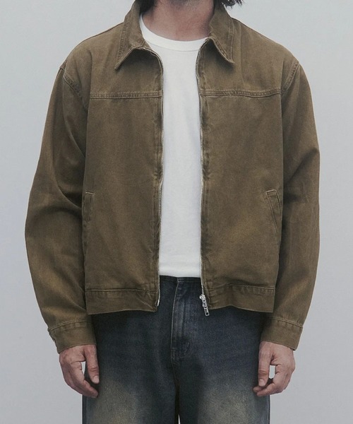 And Again(アンドアゲイン)の「And Again/Washed コットンジャケット(ブルゾン・メンズ・ブラック/カーキ/クリーム/ブラウン・FREE)」の1枚目の写真