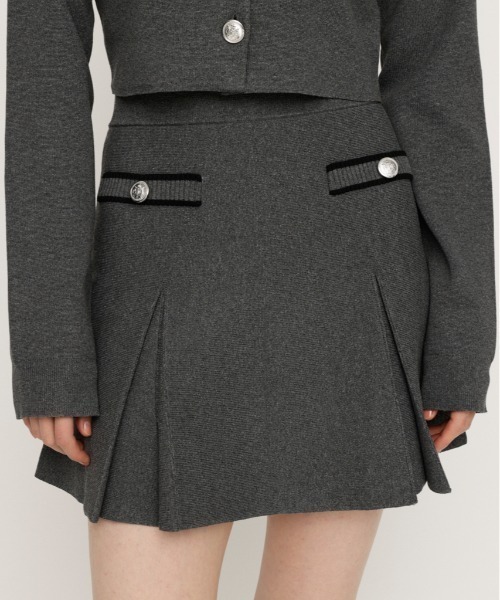 SLY(スライ)の「MILANO RIB BOX PLEATS S/SK ミラノリブ ボックスプリーツ ショートスカート 春服(スカート・レディース・アイボリー/ブラック/杢グレー・FREE)」の3枚目の写真
