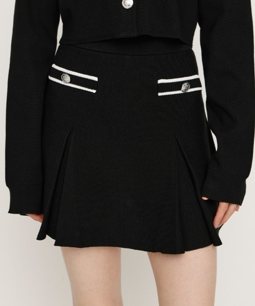 SLY(スライ)の「MILANO RIB BOX PLEATS S/SK ミラノリブ ボックスプリーツ ショートスカート 春服(スカート・レディース・アイボリー/ブラック/杢グレー・FREE)」の2枚目の写真