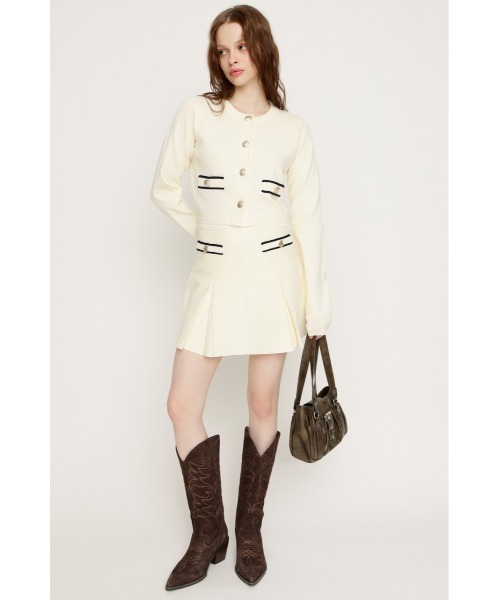 SLY(スライ)の「MILANO RIB BOX PLEATS S/SK ミラノリブ ボックスプリーツ ショートスカート 春服(スカート・レディース・アイボリー/ブラック/杢グレー・FREE)」の4枚目の写真