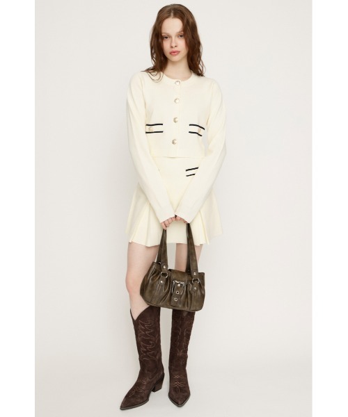 SLY(スライ)の「MILANO RIB BOX PLEATS S/SK ミラノリブ ボックスプリーツ ショートスカート 春服(スカート・レディース・アイボリー/ブラック/杢グレー・FREE)」の5枚目の写真