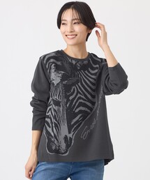 【ウォッシャブル】ツインゼブラジャカードカットソー
