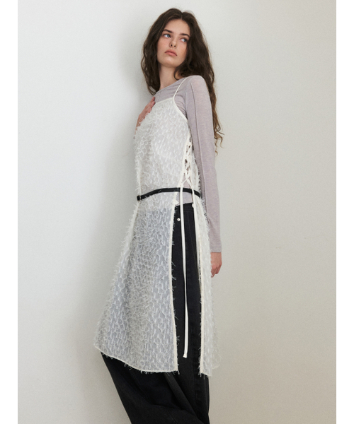 ETMON（エトモン）の「Fringe Lace Slip Dress, Ivory（ワンピース・レディース・その他・FREE）」の4枚目の写真