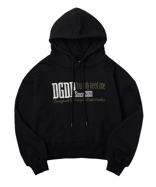 DANGLEDROP(ダングルドロップ)の「DGDP YOU NEED刺繍クロップフードブラック(パーカー・レディース・その他・S/M)」の1枚目の写真