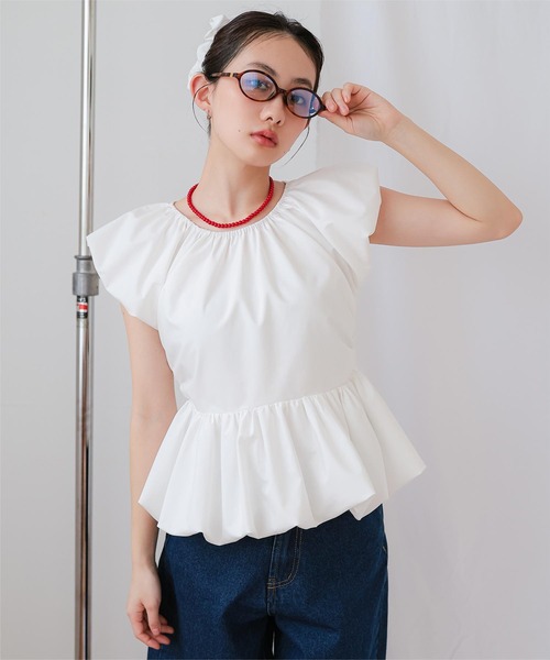 miette(ミエット)の「シュシュセットバルーンブラウス(シャツ/ブラウス・レディース・ライトブルー/ブラック/ライトイエロー/ホワイト/ドット・L/M)」の18枚目の写真