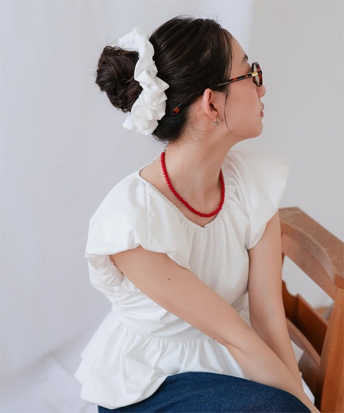 miette(ミエット)の「シュシュセットバルーンブラウス(シャツ/ブラウス・レディース・ライトブルー/ブラック/ライトイエロー/ホワイト/ドット・L/M)」の20枚目の写真