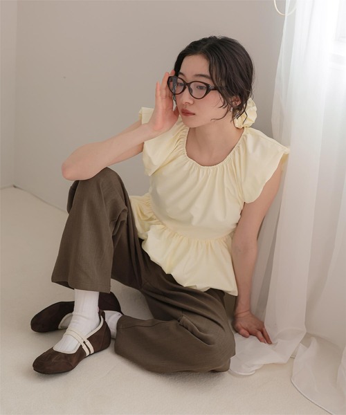 miette(ミエット)の「シュシュセットバルーンブラウス(シャツ/ブラウス・レディース・ライトブルー/ブラック/ライトイエロー/ホワイト/ドット・L/M)」の9枚目の写真