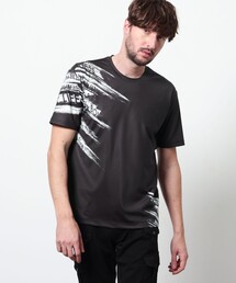 バイヤスハケメロゴプリント　クルーネック半袖Ｔシャツ