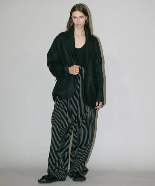 my beautiful landlet(マイビューティフルランドレット)の「【my beautiful landlet】STRIPED CURL YARN OVERALLS(サロペット/オーバーオール・メンズ・ホワイト/ネイビー/ブラック・0/1)」の8枚目の写真