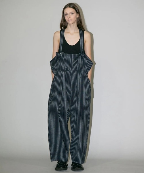 my beautiful landlet(マイビューティフルランドレット)の「【my beautiful landlet】STRIPED CURL YARN OVERALLS(サロペット/オーバーオール・メンズ・ホワイト/ネイビー/ブラック・0/1)」の9枚目の写真