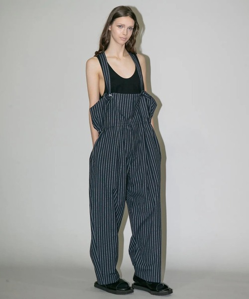 my beautiful landlet(マイビューティフルランドレット)の「【my beautiful landlet】STRIPED CURL YARN OVERALLS(サロペット/オーバーオール・メンズ・ホワイト/ネイビー/ブラック・0/1)」の10枚目の写真