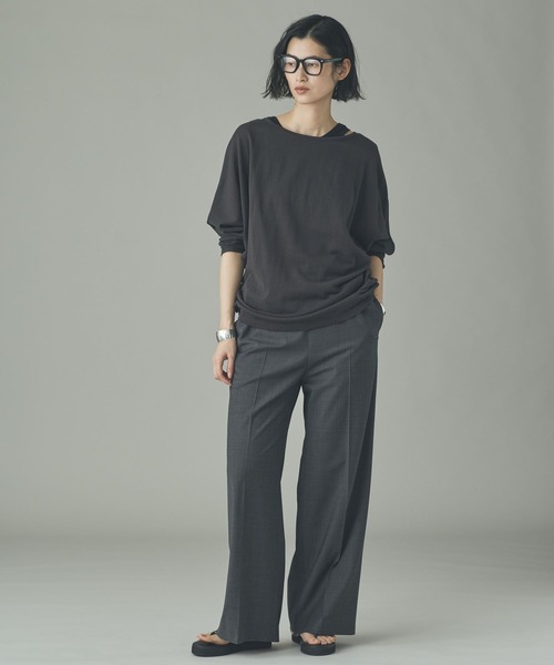 Curensology(カレンソロジー)の「Curensology(カレンソロジー)/ウールブレンドセンタープレスパンツ(その他パンツ・レディース・ライトグレー/チャコールグレー/ブラック・FREE)」の10枚目の写真