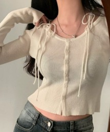 sorule（ソルレ）の「ショルダーリボンニットカーディガン（カーディガン/ボレロ）」