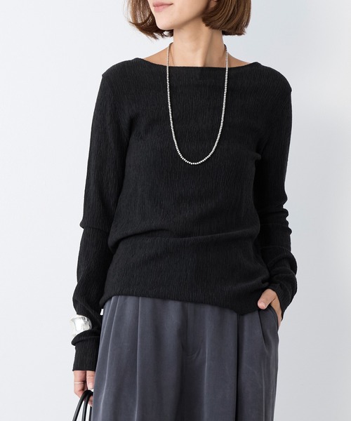 MICA&DEAL（マイカ＆ディール）の「シアーマーブルカットソー（Tシャツ/カットソー・レディース・ホワイト/アイボリー/ブラック・FREE）」の3枚目の写真