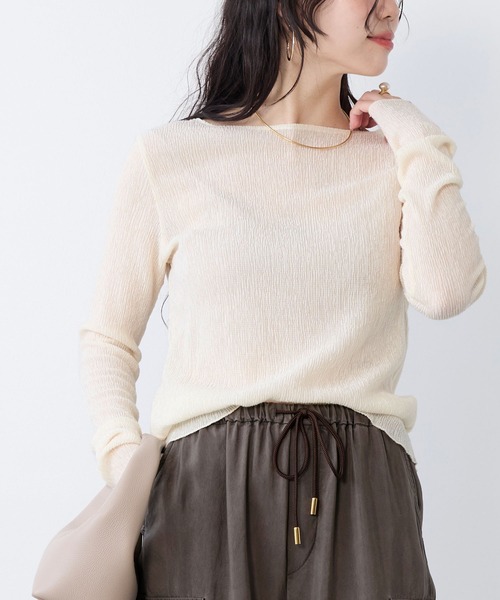 MICA&DEAL（マイカ＆ディール）の「シアーマーブルカットソー（Tシャツ/カットソー・レディース・ホワイト/アイボリー/ブラック・FREE）」の14枚目の写真