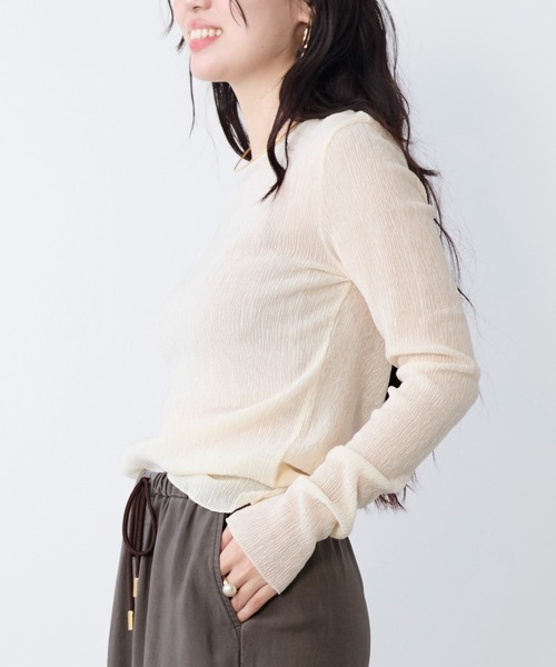 MICA&DEAL（マイカ＆ディール）の「シアーマーブルカットソー（Tシャツ/カットソー・レディース・ホワイト/アイボリー/ブラック・FREE）」の16枚目の写真